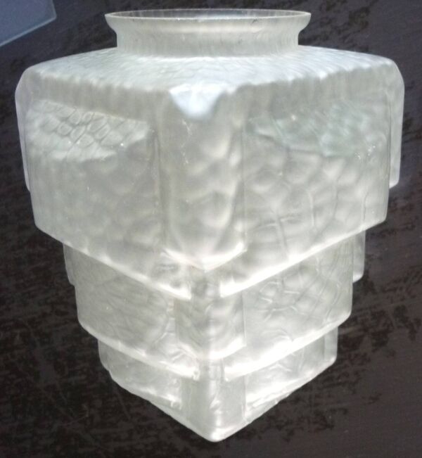 Suspension lampe art déco, globe verre dépoli, givré, skyscraper, building