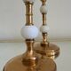 60s gold alabaster metal candlesticks