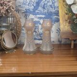 Paire de vases art nouveau en verre émaillé peint à la main fin xixème