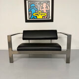 Salon brutaliste fauteuils simili métal design Karl Friedrich Forster