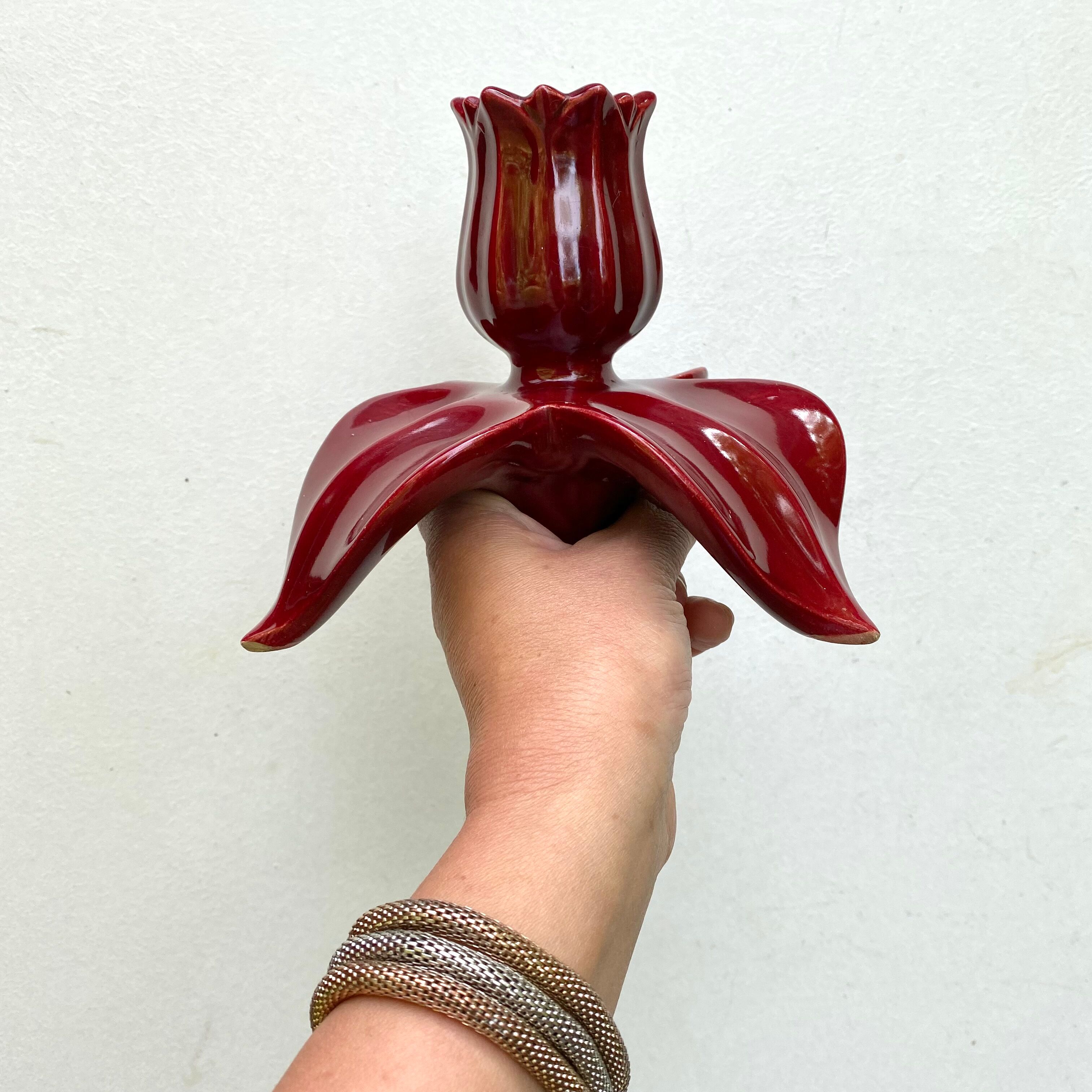 Pair of ceramic cab candlesticks