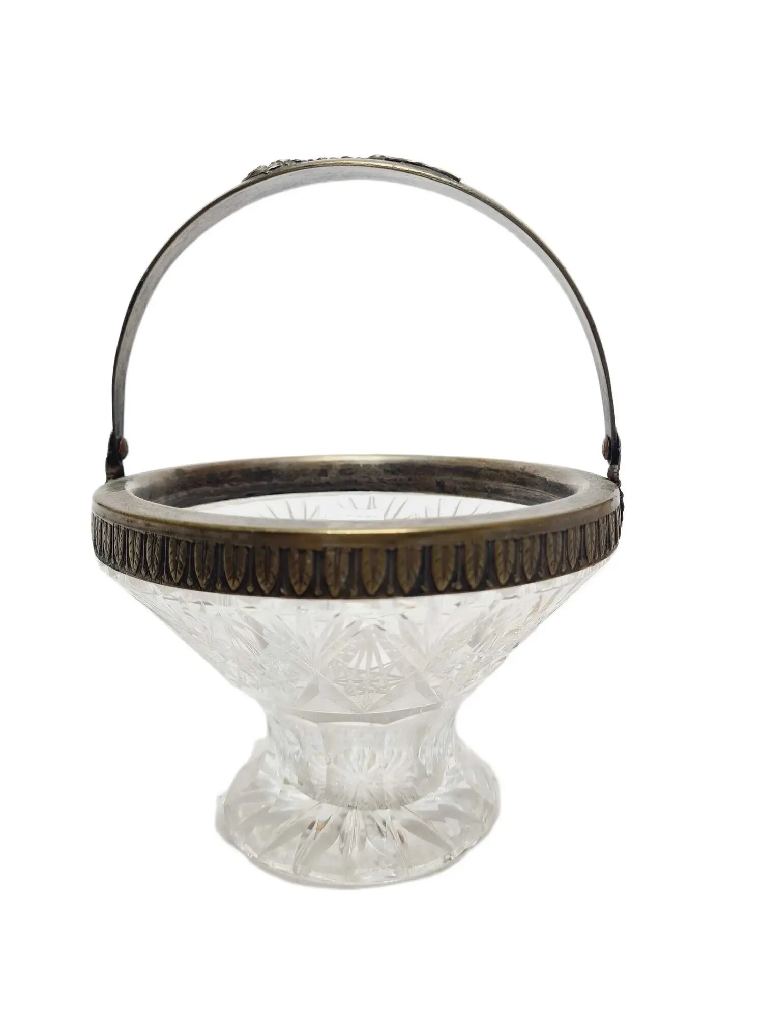 ARS Crystal platter ART DECO with brass fittings