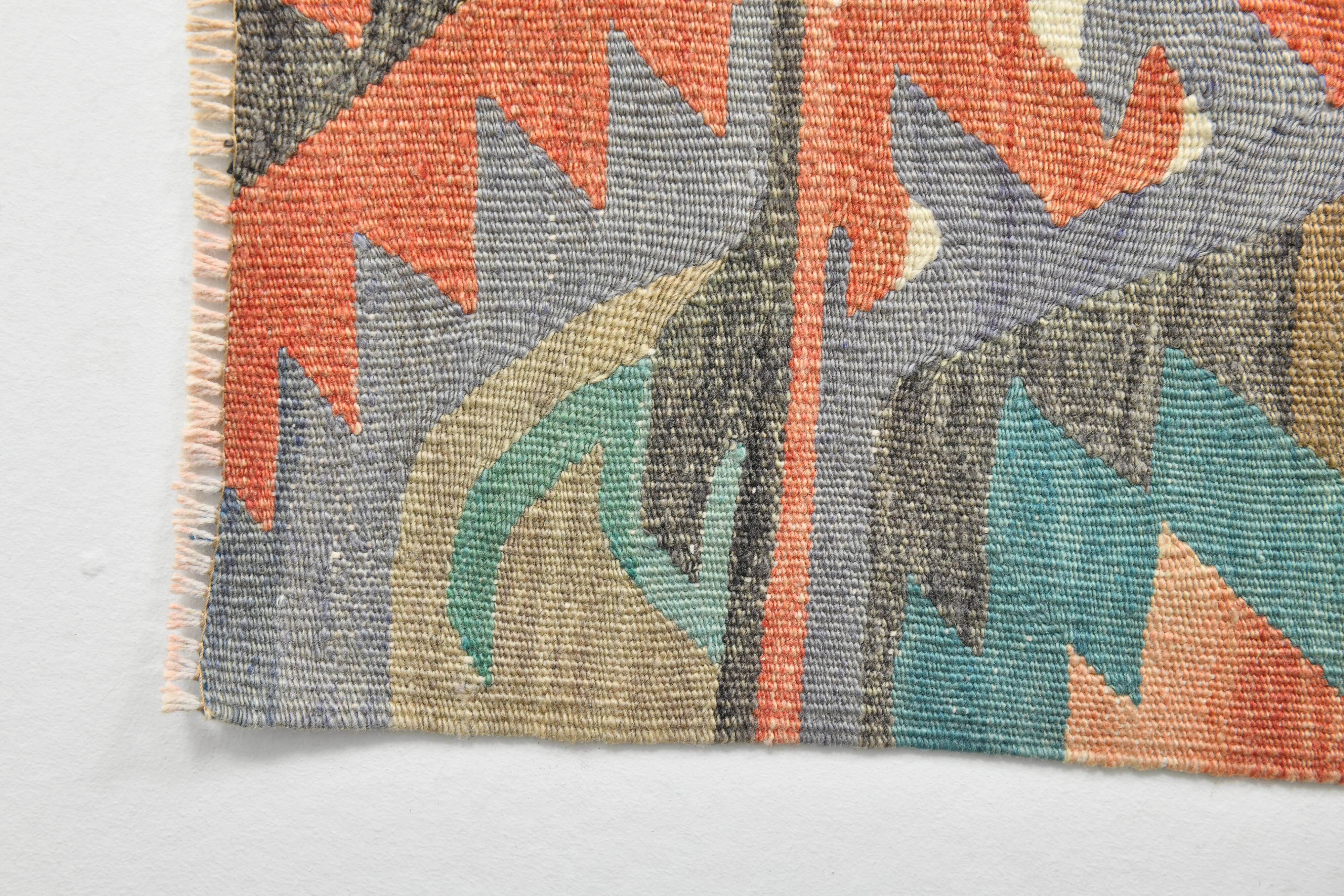 5x9 Green Red Tribal Handmade Kilim Rug, 163x290Cm