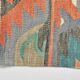 Tapis Kilim fait main en laine et coton vert et rouge