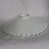 White opaline lampshade with transparent edge