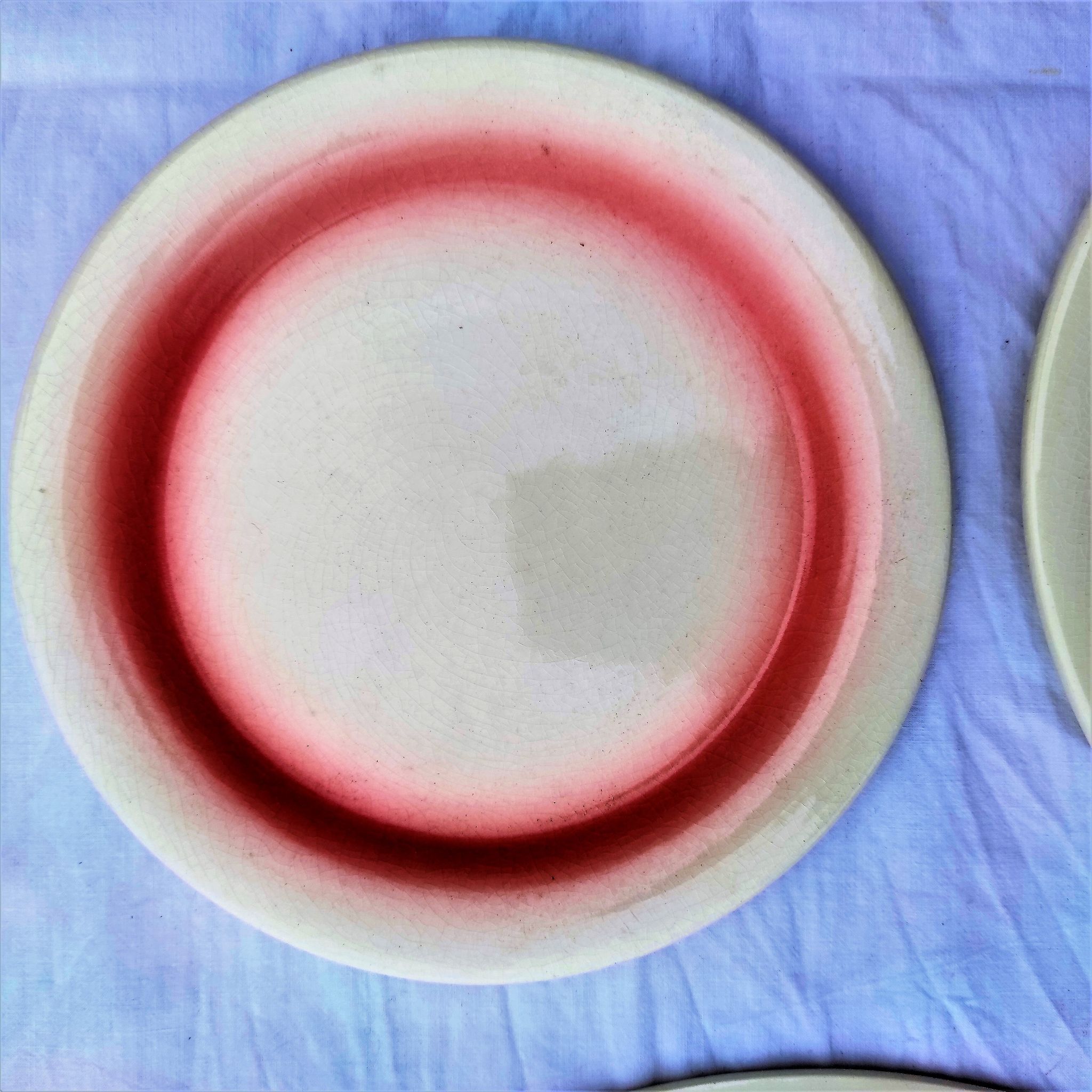 service of 12 flat plates /12 for dessert / 1 hand painted dish st amand 1960