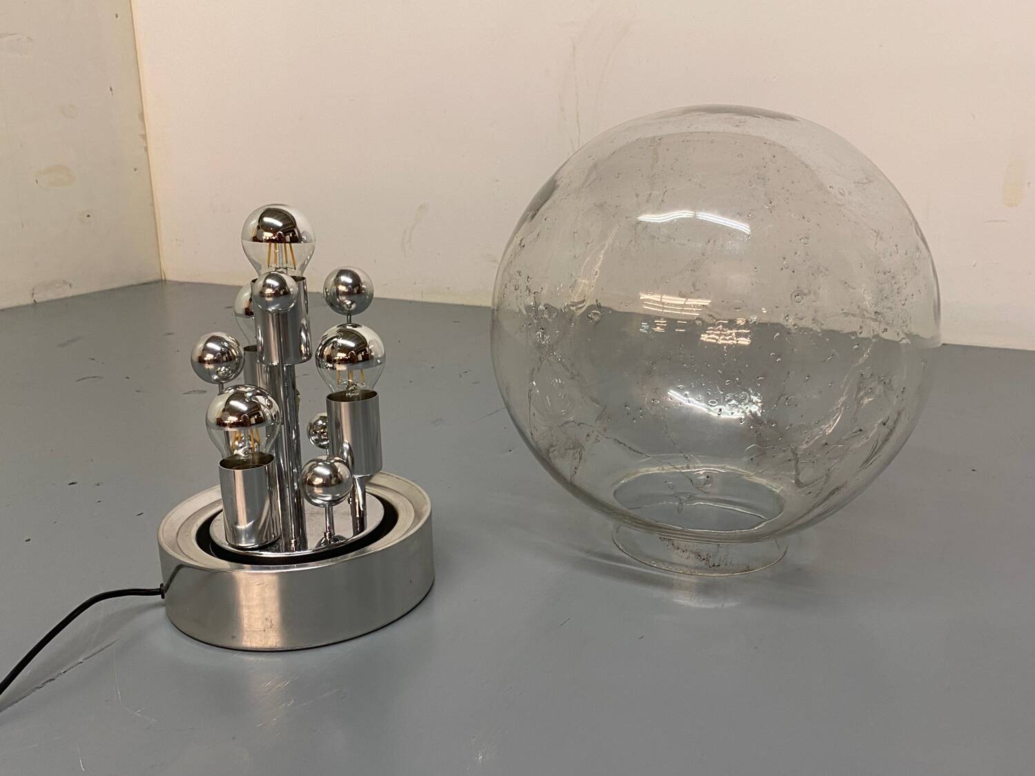 Vintage space age sputnik globe table floor lamp from doria leuchten, 1970s