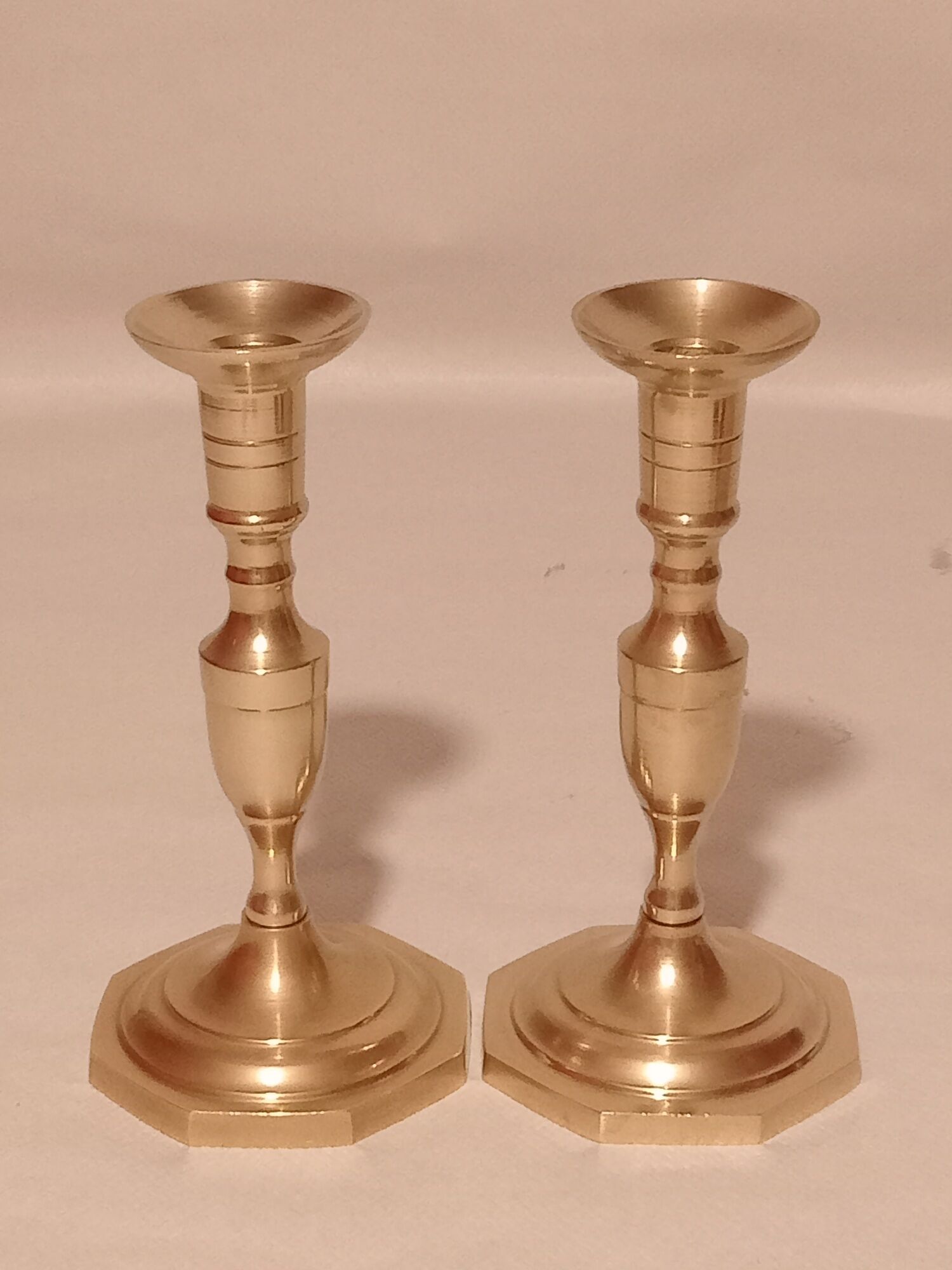Pair of brass candle holders from the 50s