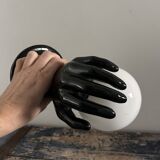 Handmade wall light in black and opaline ceramic