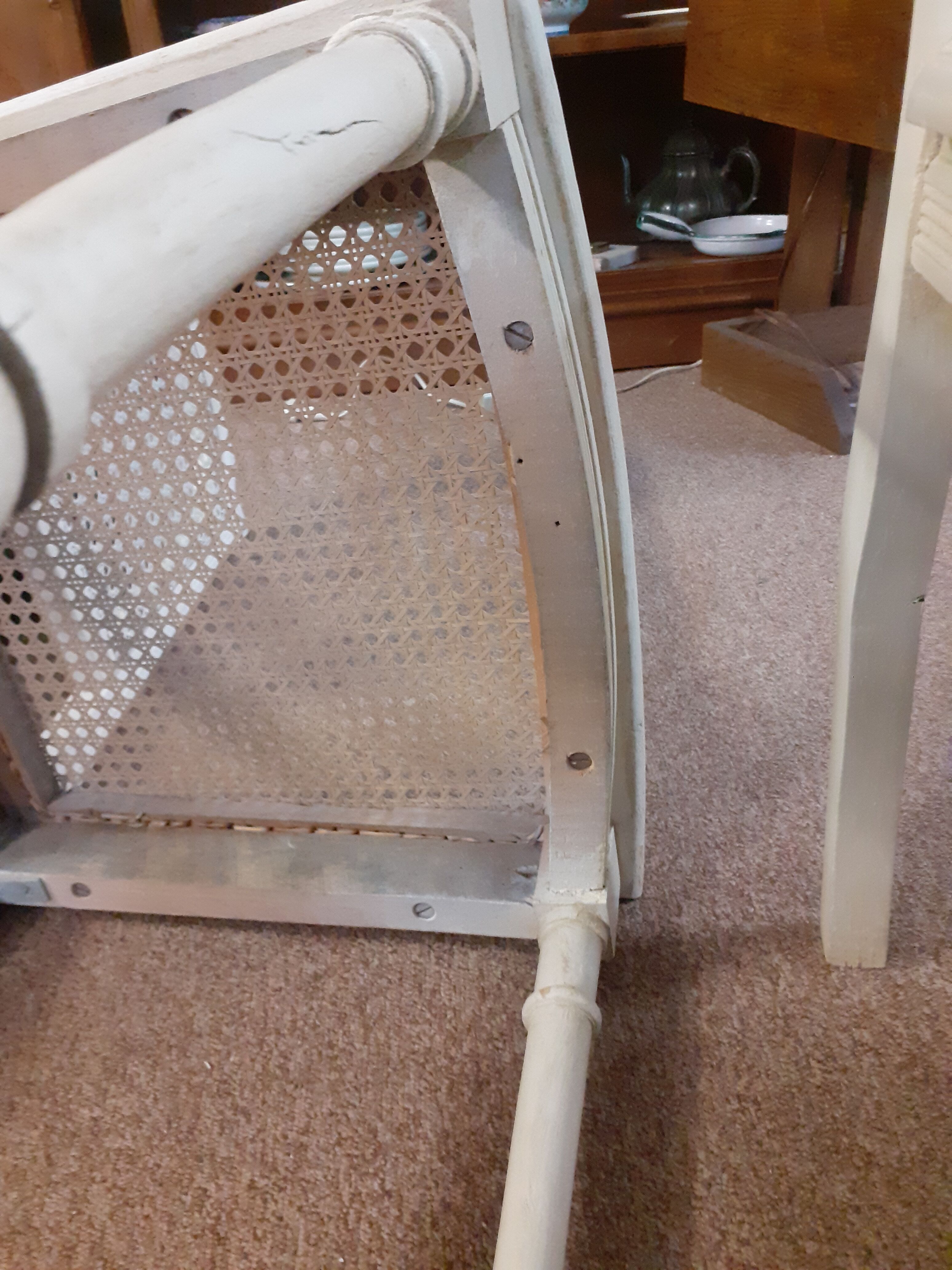 Set of 2 white cane chairs Louis XVI style