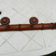 Old rustic wooden coat rack turned in imitation of bamboo 1900, 6 hooks