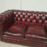 Chesterfield leather sofa burgundy English style