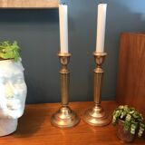 Pair of old brass candlesticks