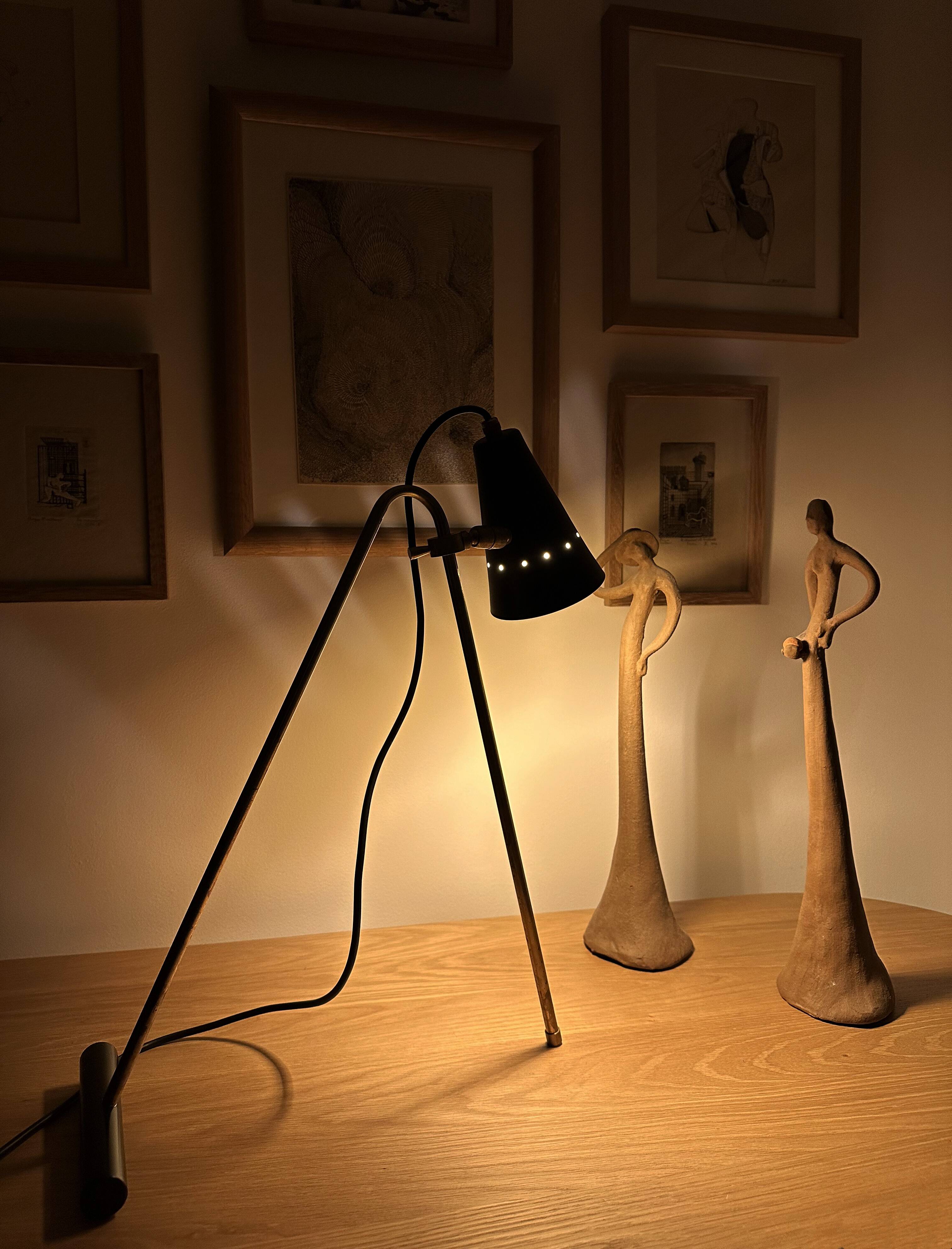 Large and beautiful adjustable bipod lamp, 1950s design