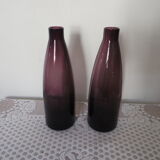 Purple glass vase duo