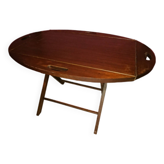 Teak wood coffee table, oval shape, folding boat style 1970