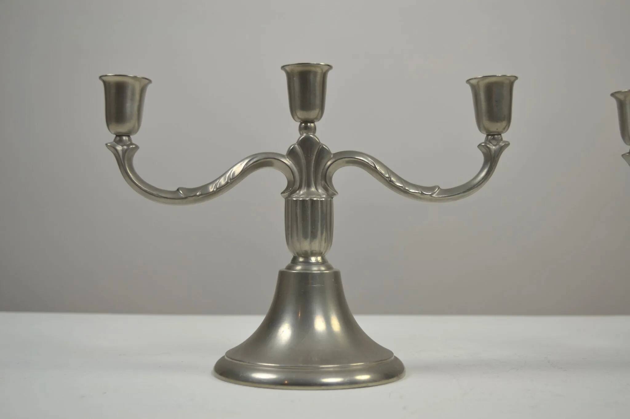 Rare pair of Pewter Candle Holders, Model 224 by GAB Tenn, Sweden, 1932