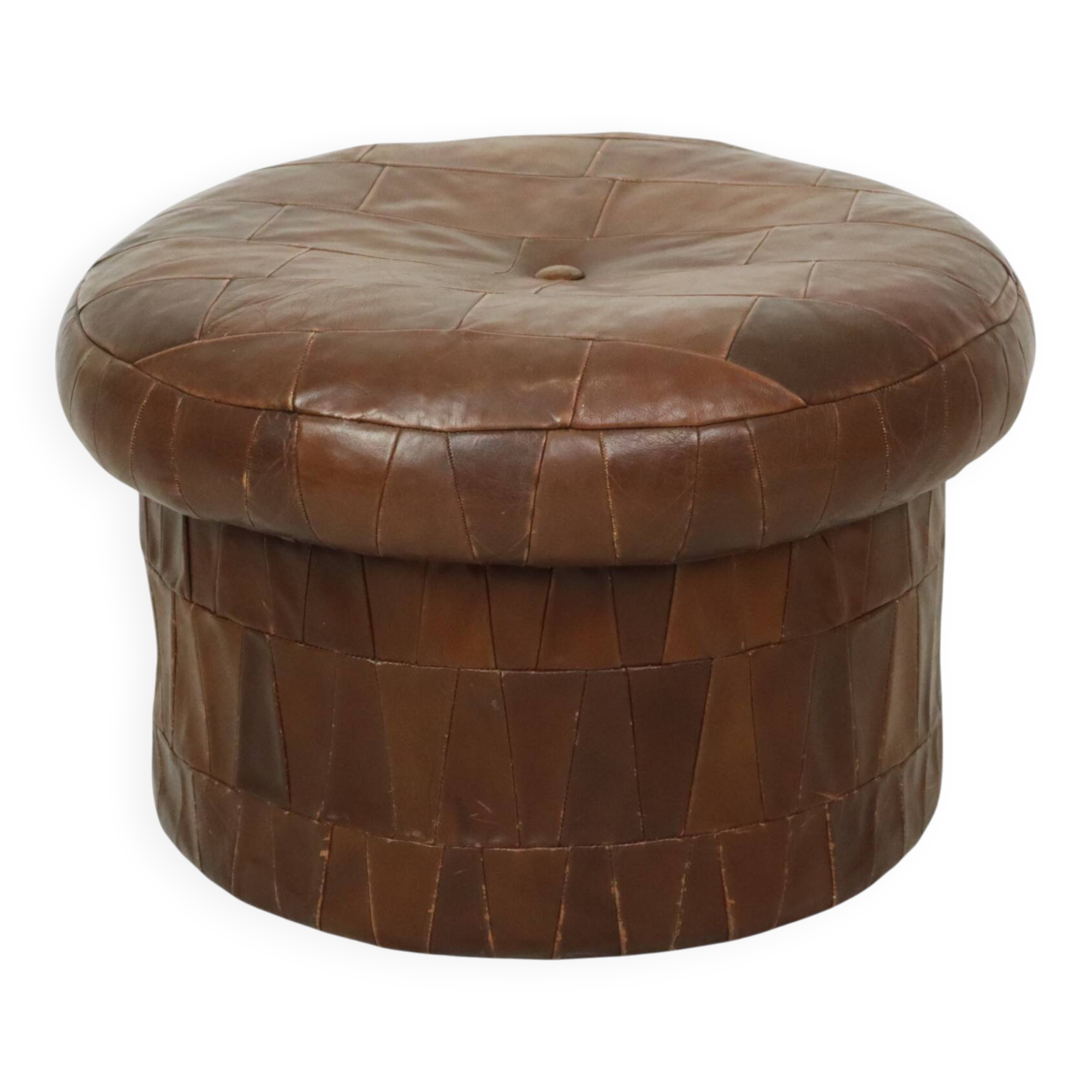 Ottoman design champignon avec espace de rangement De Sede en cuir marron 57 cm