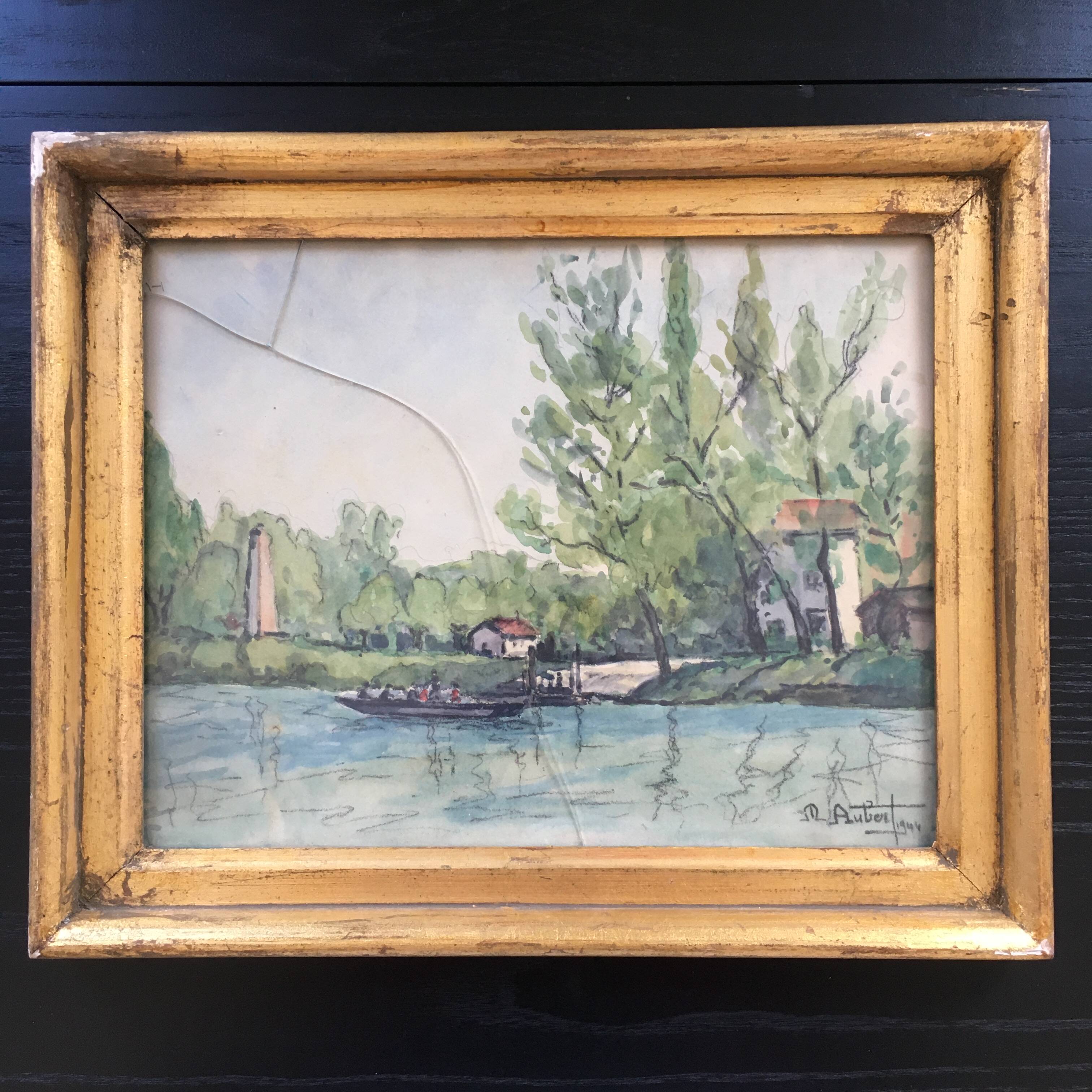 Aquarelle signée M.Aubert 1944
