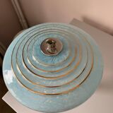 Antique table lamp with silver base and Clichy glass
