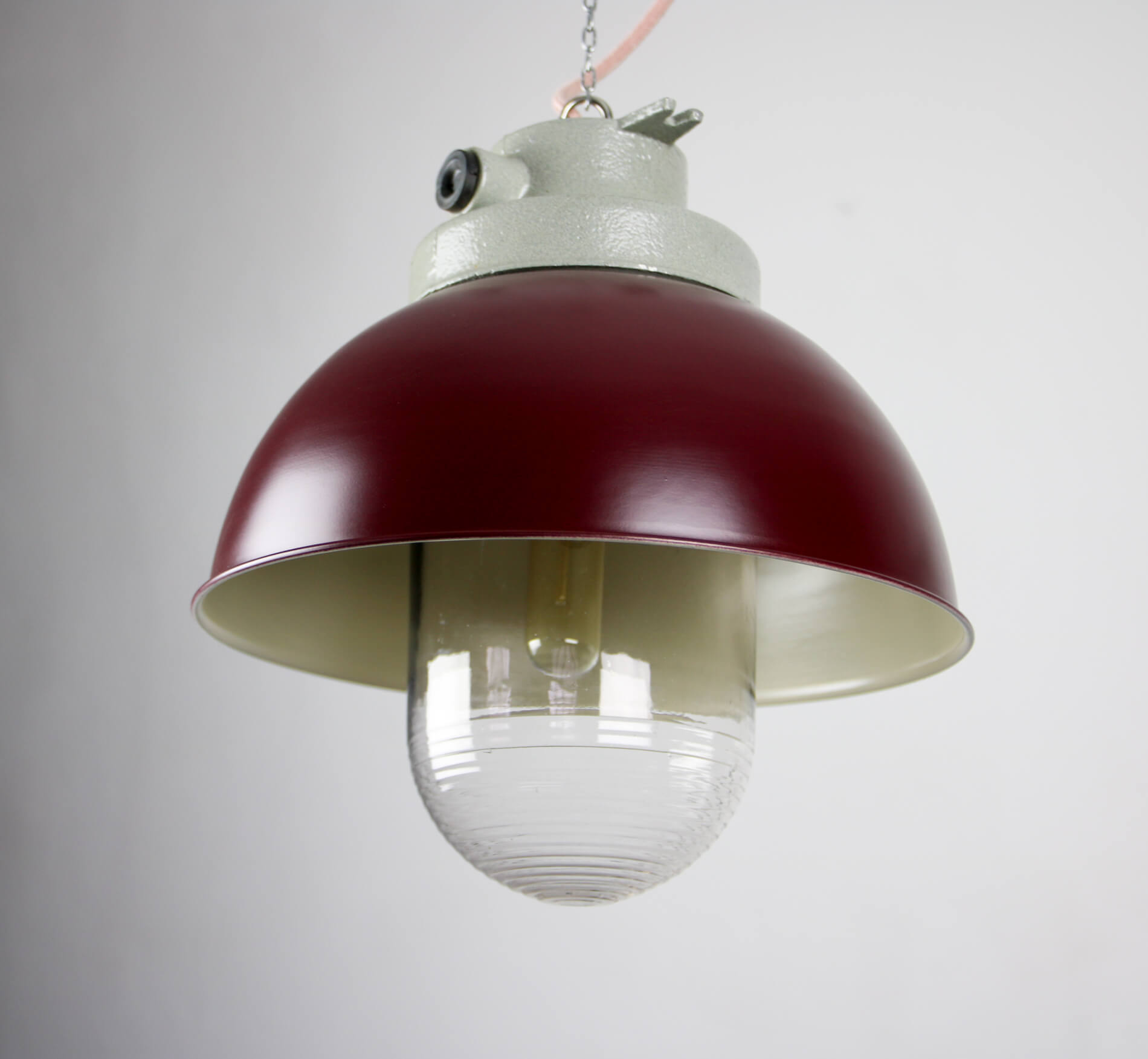 Vintage burgundy big industrial hanging light from TEP