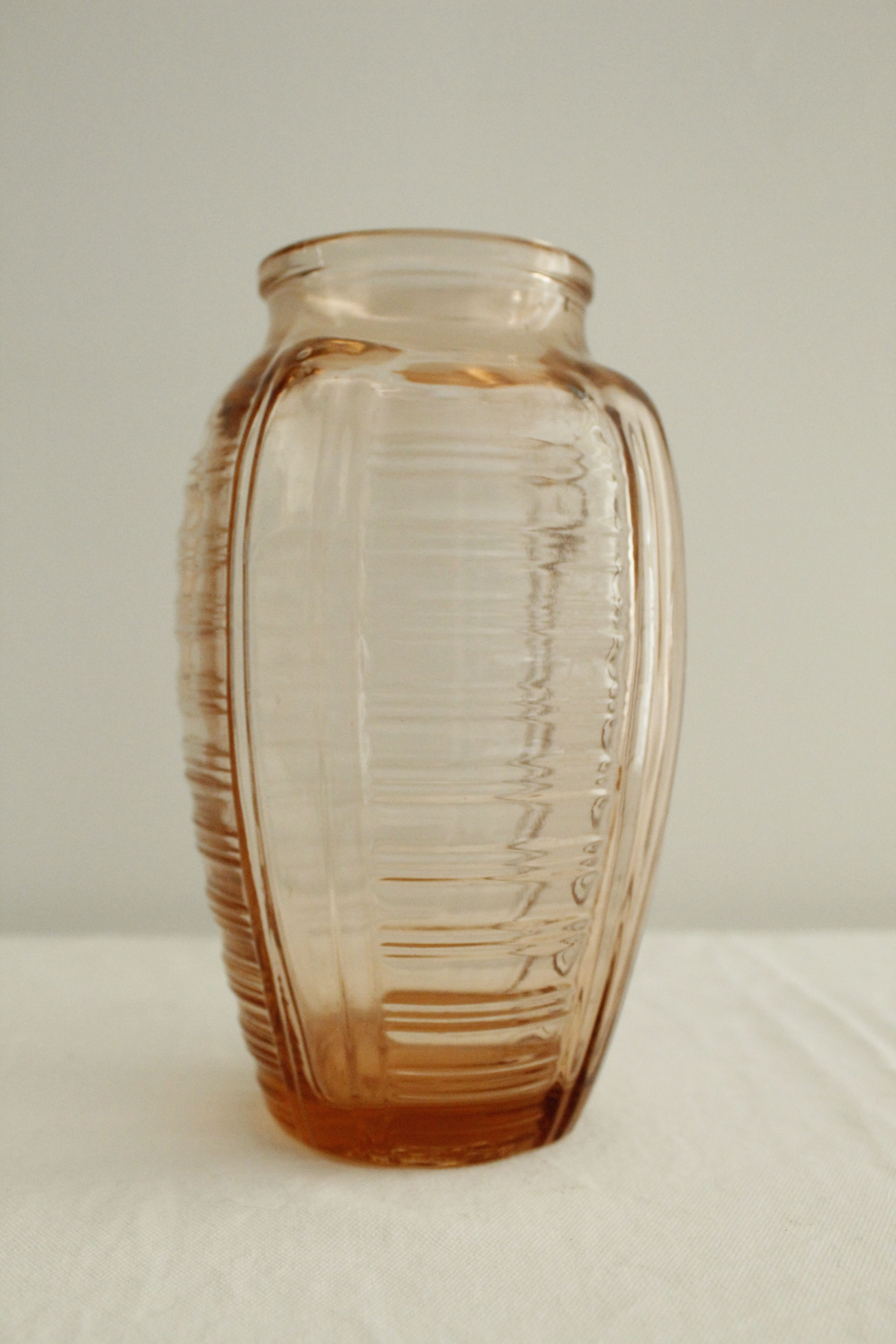 Art Deco vase pink glass