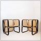 Paire de fauteuils design en bois courbé et osier