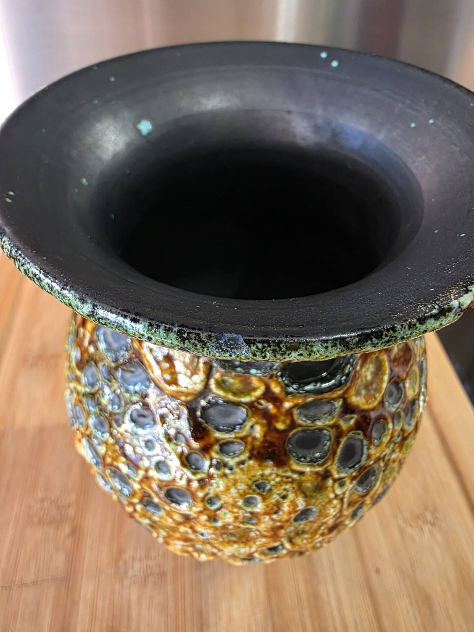 Vintage vase Cyclope Émaux de la Garrigue Fat Lava 17 cm