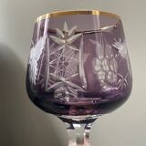 2 large cut and coloured Bohemian crystal glasses