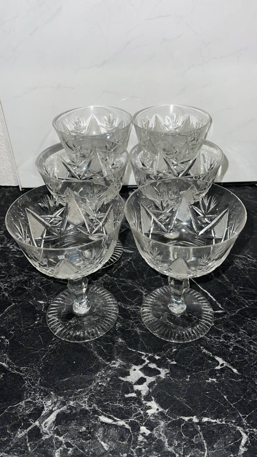 6 vintage cut crystal cups