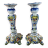 Pair of Desvres earthenware candlesticks