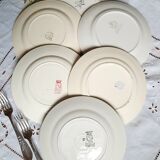 Old flat plates mismatched in earthenware