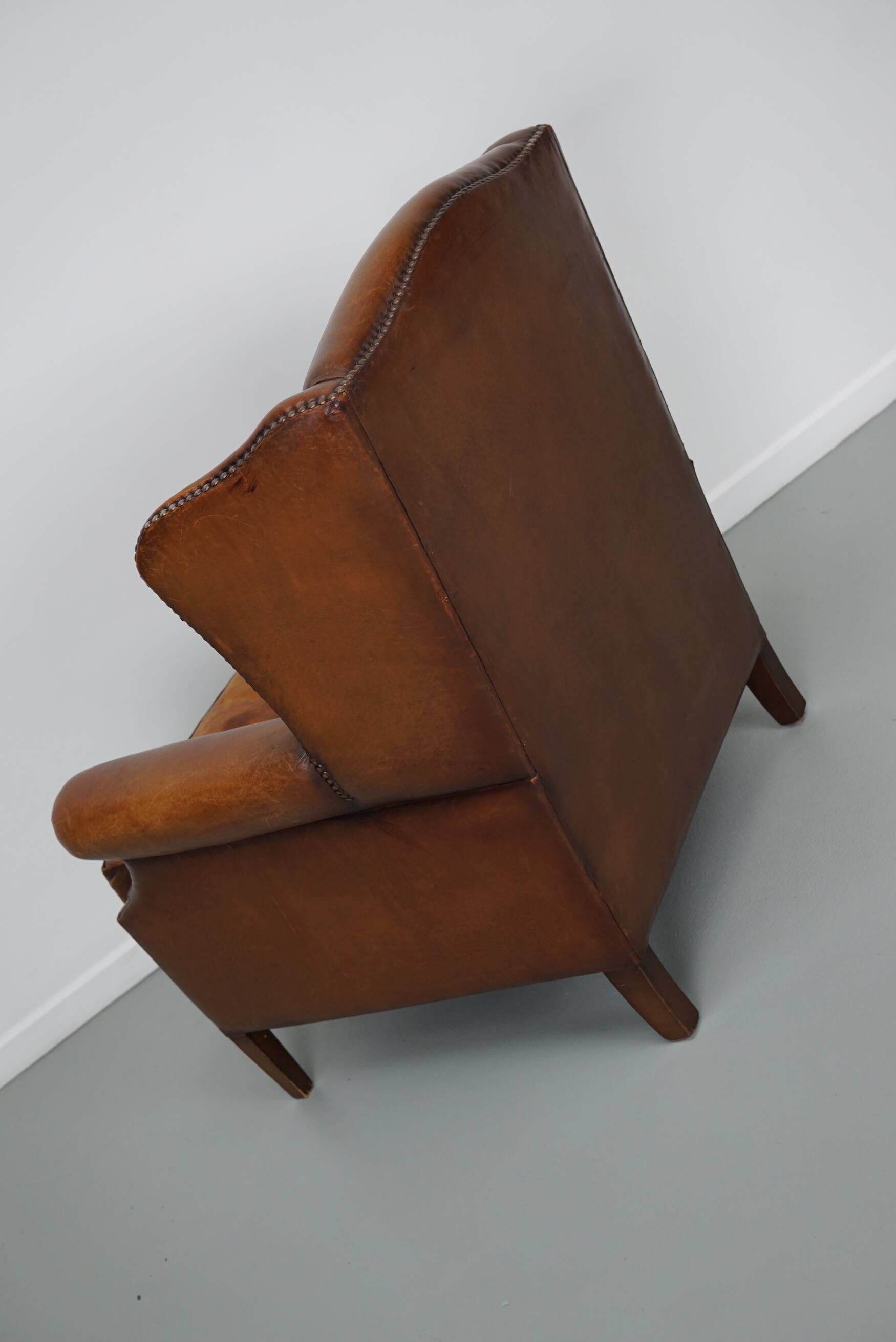 Vintage Dutch Cognac Colored Leather Club Chair