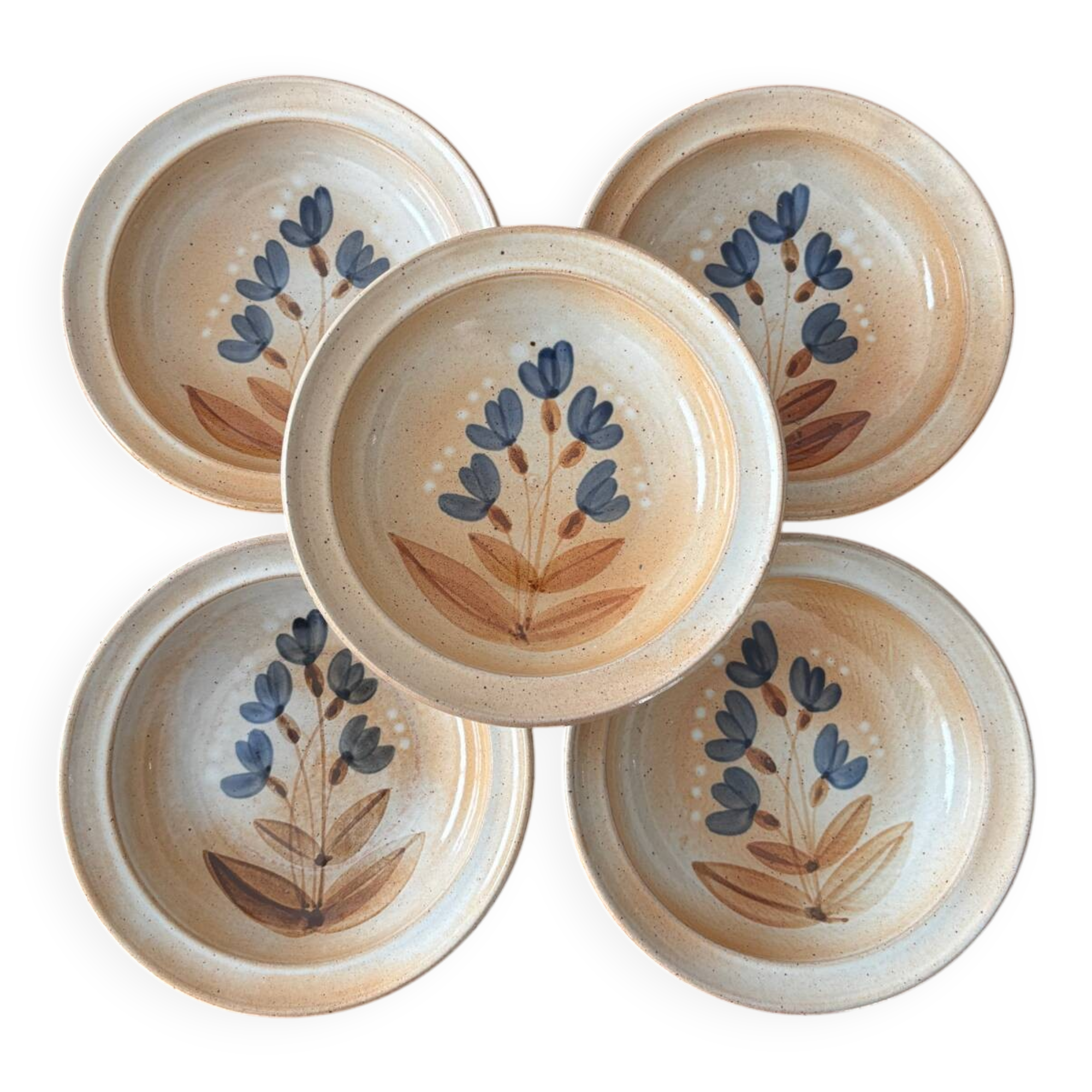 Set of 5 deep plates in stoneware – Atelier du Marais – Art ceramics