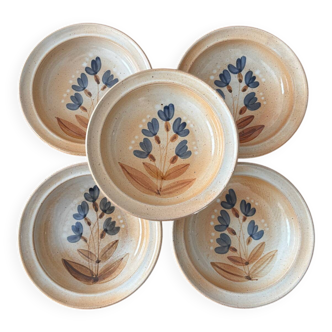 Set of 5 deep plates in stoneware – Atelier du Marais – Art ceramics