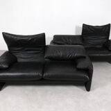 Ensemble de 2 canapés Cassina Maralunga 2,5 places - cuir noir