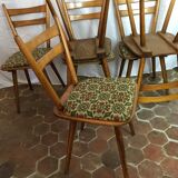 Lot of six vintage chairs feet compass
