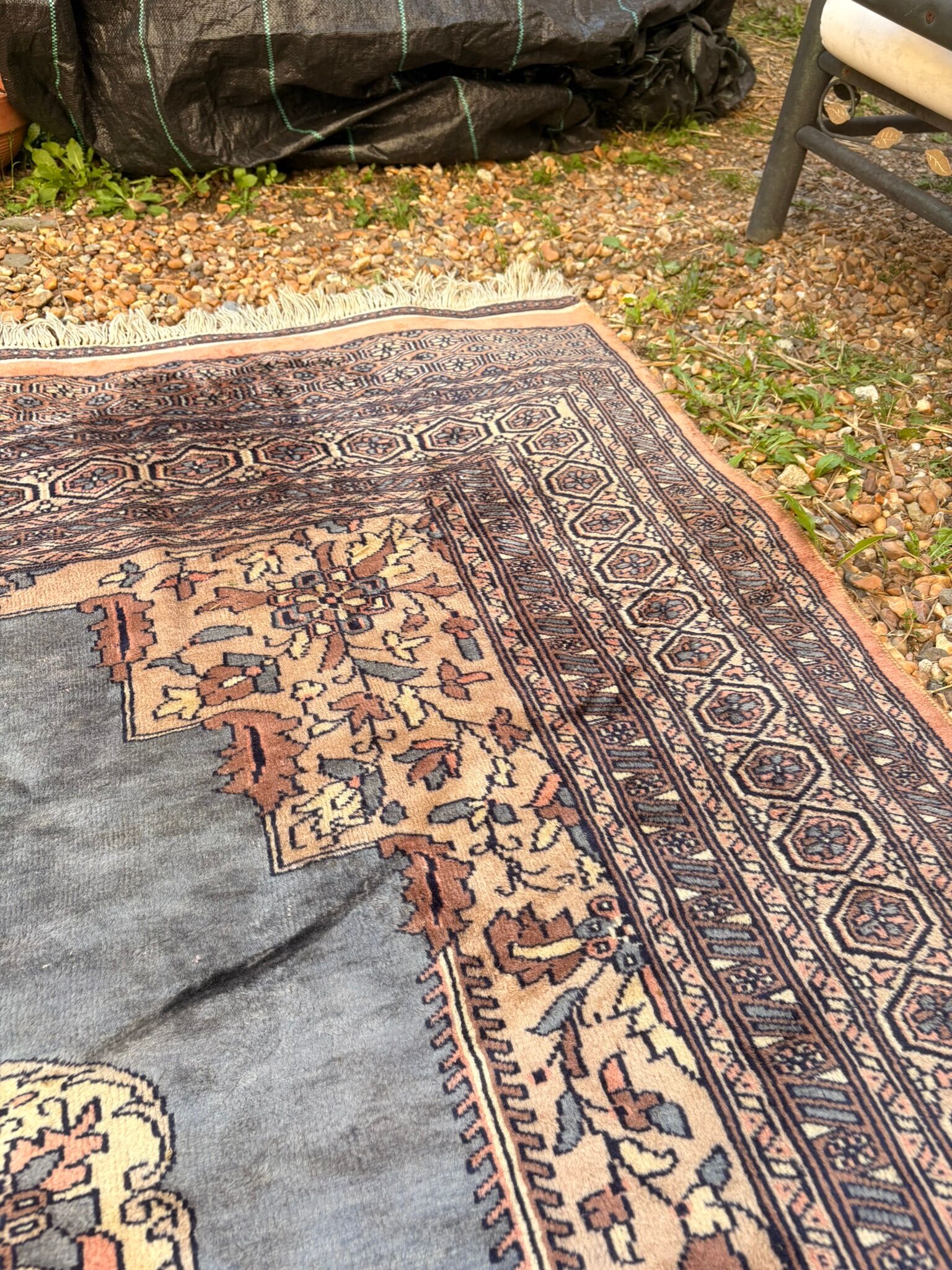 Vintage Persian Moud Carpet Handwoven Wool 240x160 Iran Oriental Old Salon