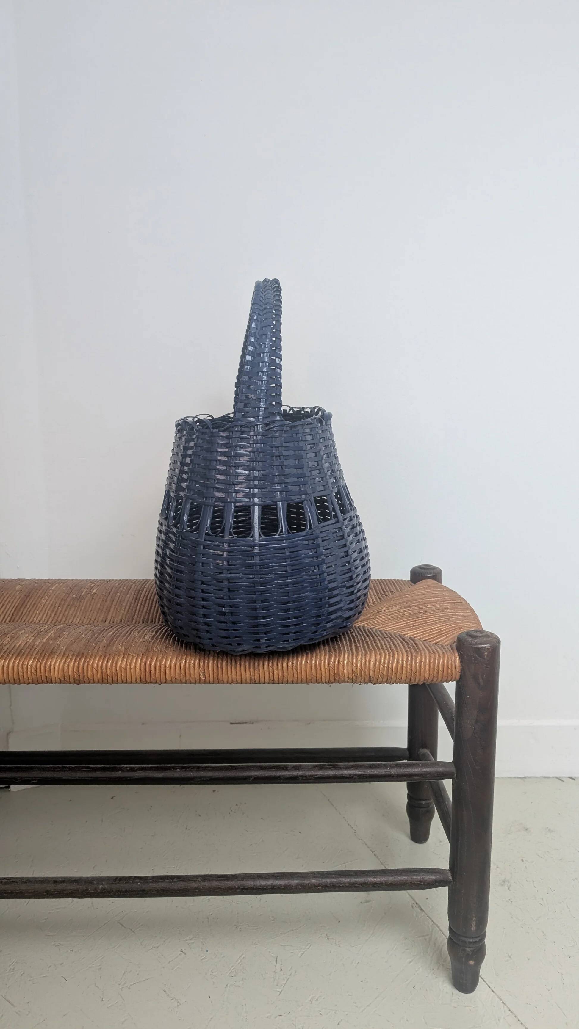 Blue wicker basket