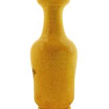 CHINESE HANDMADE YELLOW GLAZED TERRACOTTA VASE, HAND PAINTED