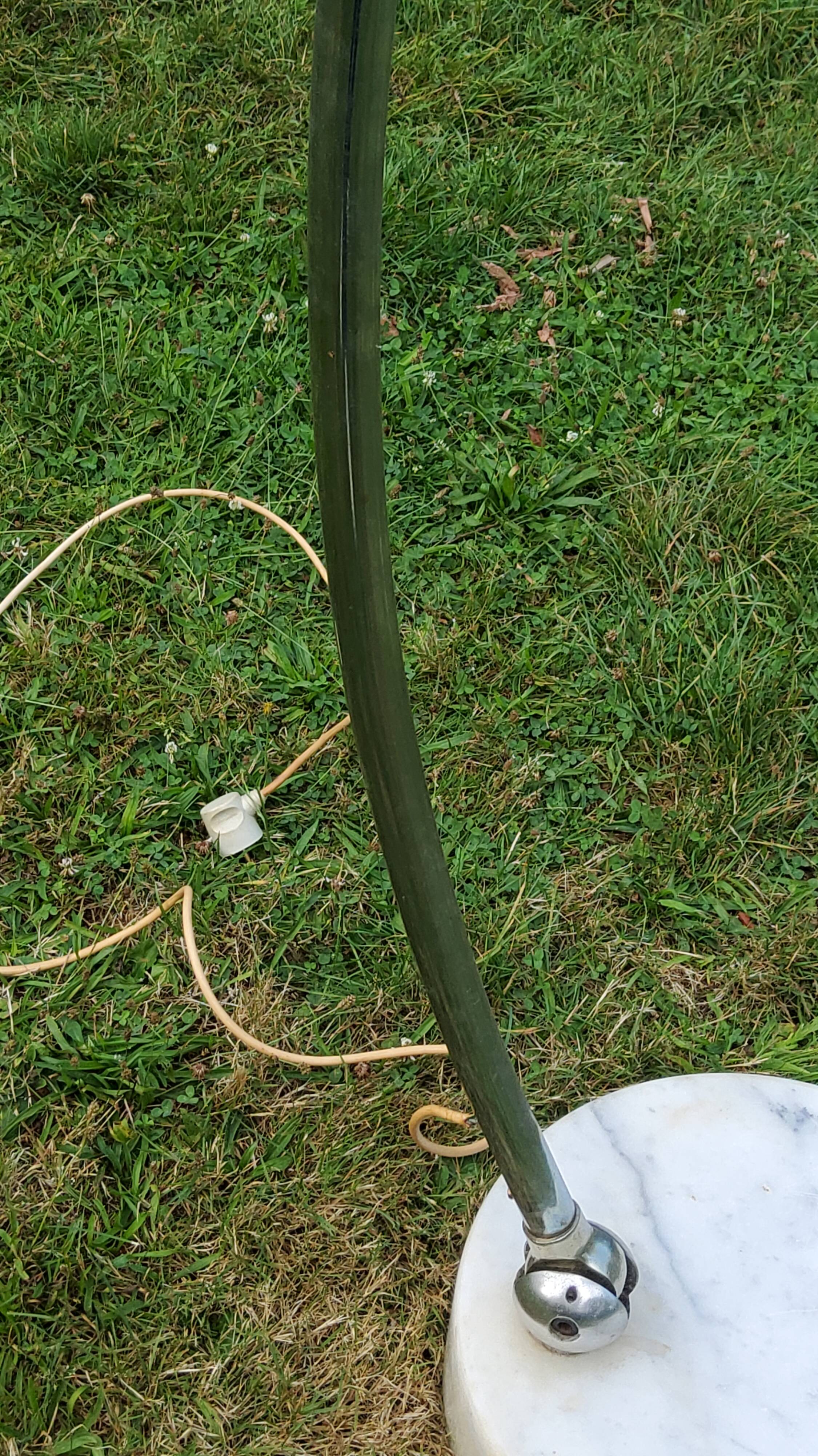 Arco telescopic design floor lamp from the 70s, marble base, chrome rod, plastic lampshade