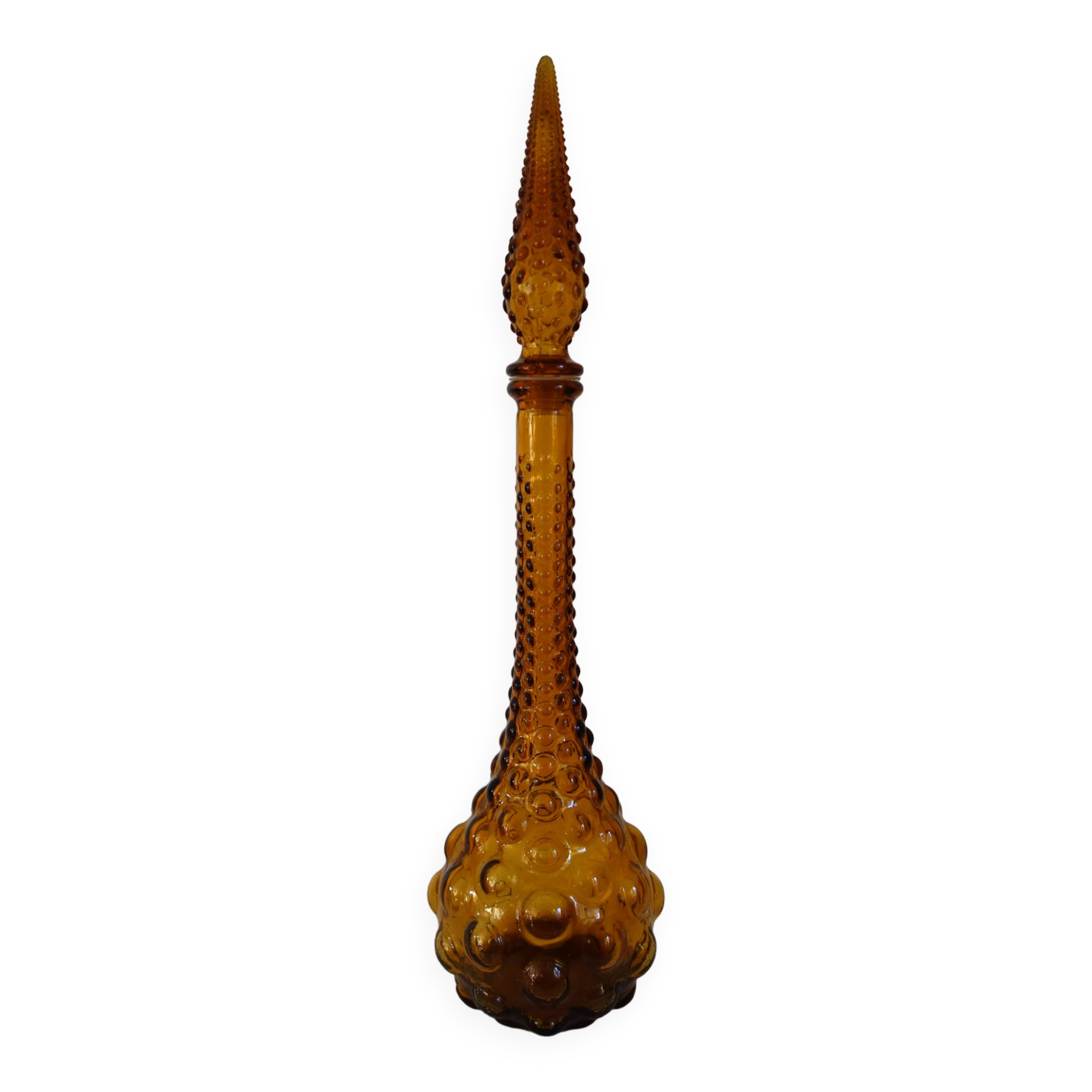 Carafe bottle in brown glass bubbles Empoli 60s