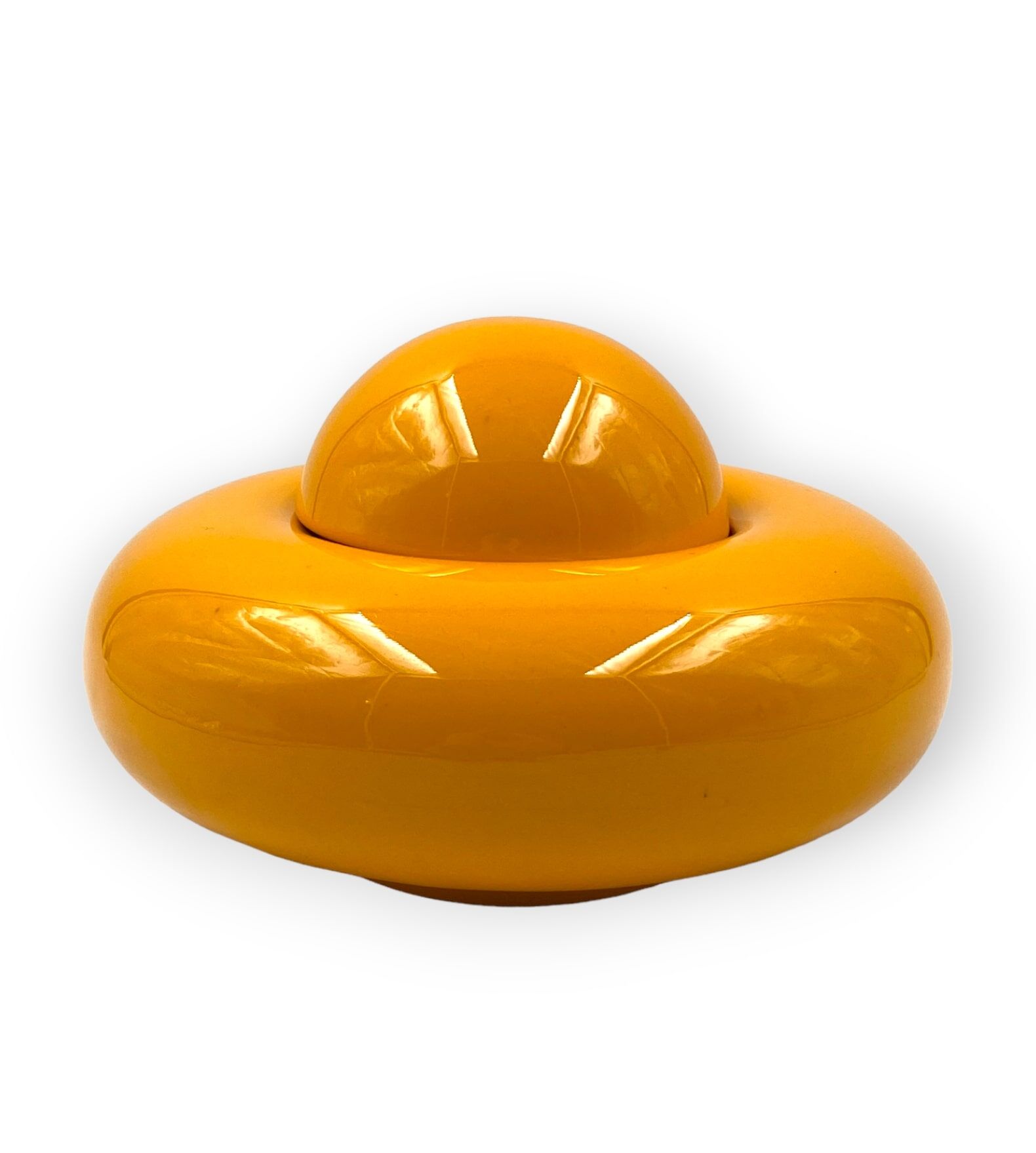 Sergio Asti, Yellow ceramic sculpture / box, Gabbianelli Italy ca. 1971