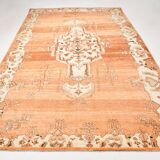Rare Tapis Anatolien Vintage en Laine Fait Main Tons Brique & Ivoire