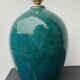 Ball lamp base in cracked ceramic and signed blue green