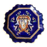 Wall dish in faience of gien model renaissance signed