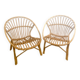 Pair of Rattan Armchairs - Shells