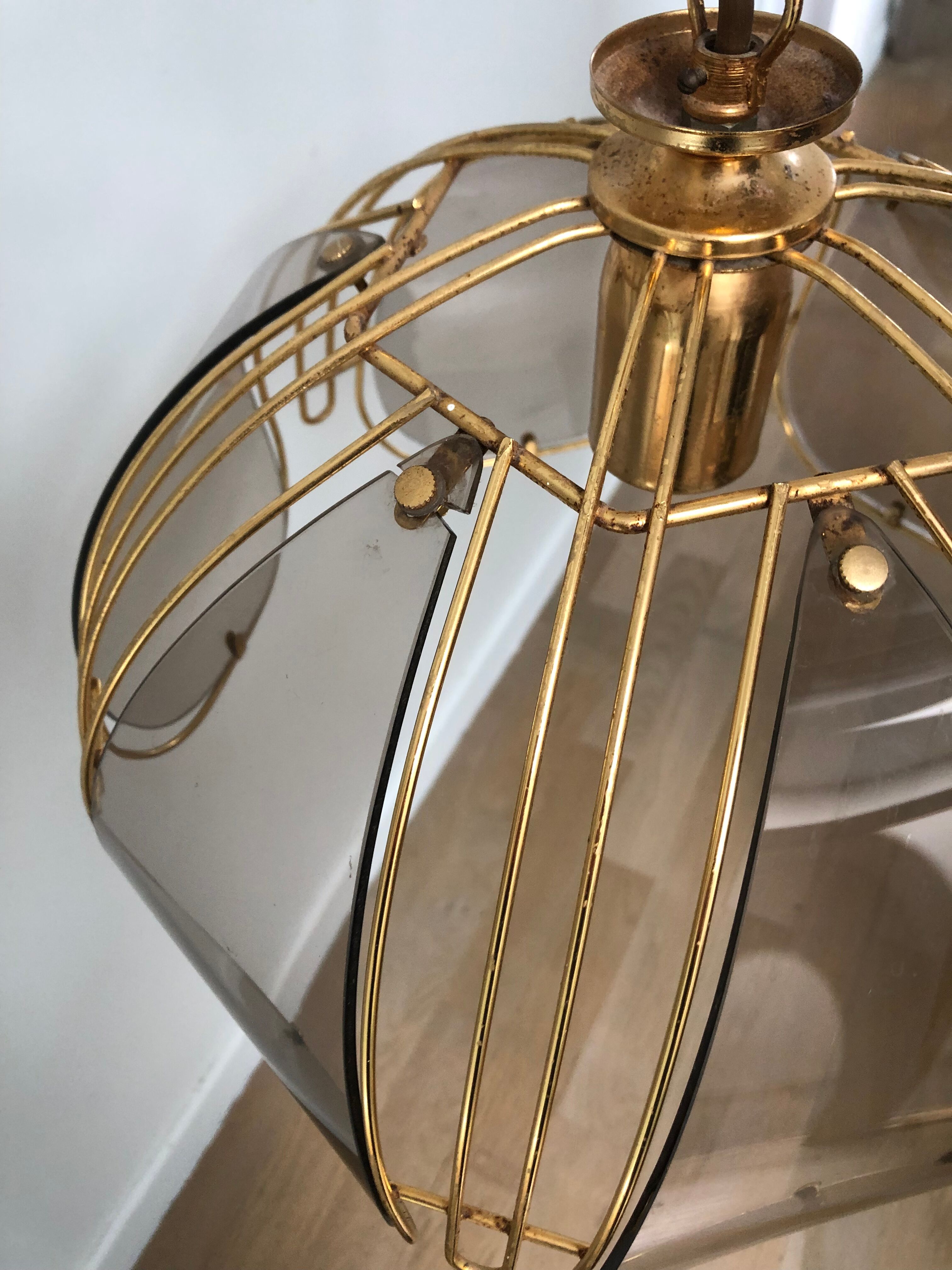 Smoked glass ceiling lamp