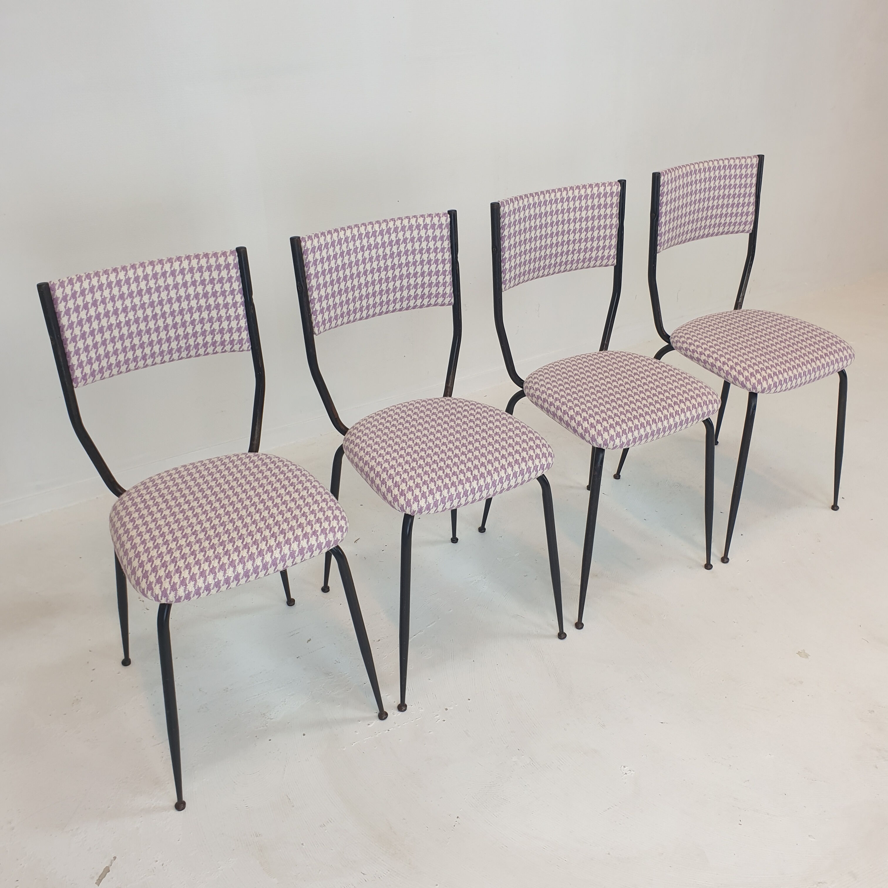 Set of 4 Italian Metal Dining Chairs, 1960's