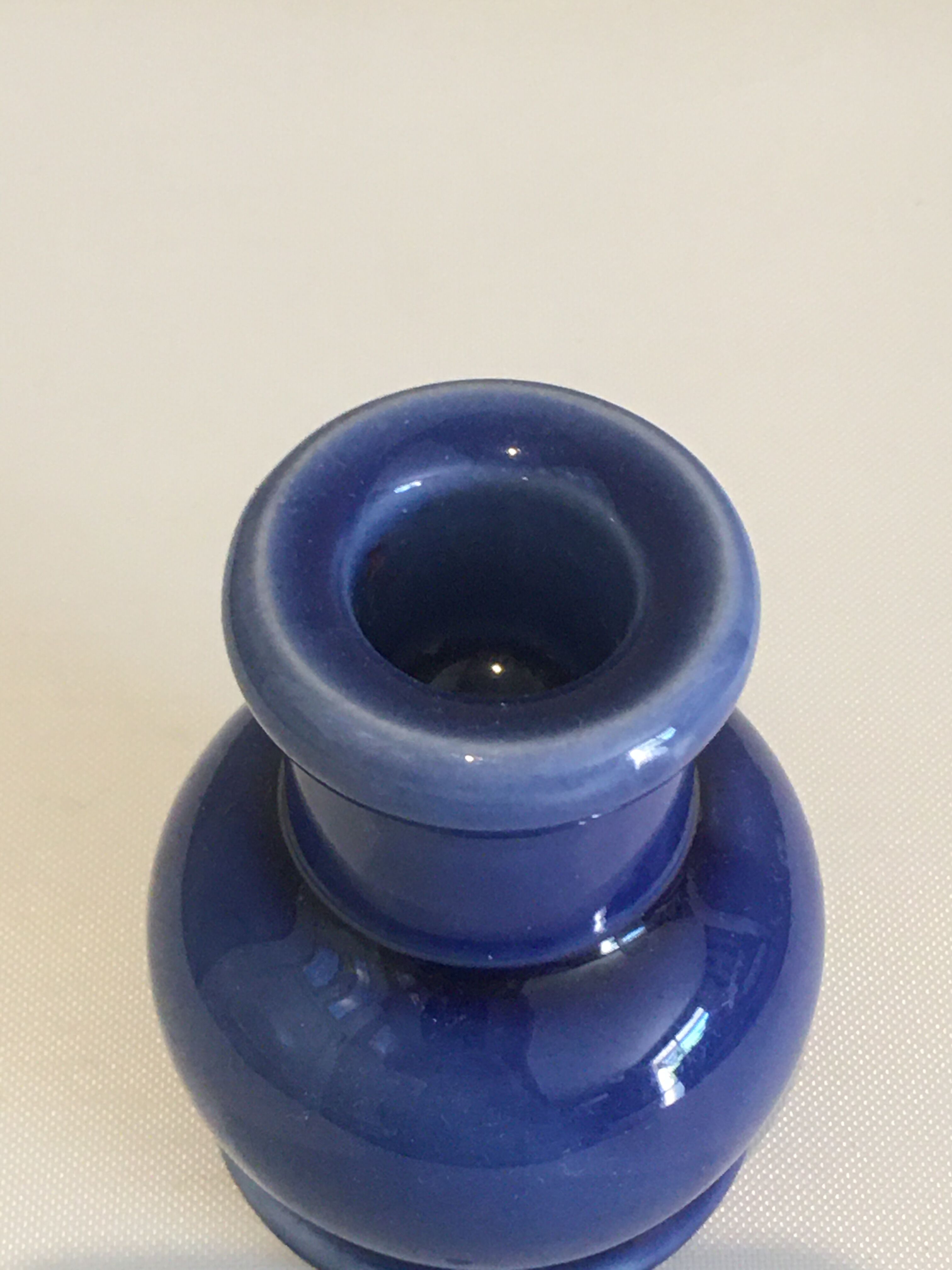 Blue ceramic candlestick